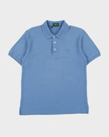 Vintage 1990s Valentino Jeans Steel Blue Embroidered Short Sleeve Polo Shirt - M