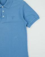 Vintage 1990s Valentino Jeans Steel Blue Embroidered Short Sleeve Polo Shirt - M