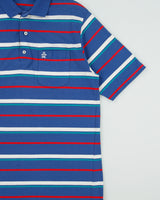 Vintage 1970s Grand Slam Penguin Muswingwear Striped Single Stitch Made In America Short Sleeve Polo Shirt - L