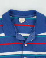 Vintage 1970s Grand Slam Penguin Muswingwear Striped Single Stitch Made In America Short Sleeve Polo Shirt - L