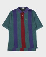 Vintage 1990s Lacoste Striped Classic Pique Single Stitch Made In USA Short Sleeve Polo Shirt - L