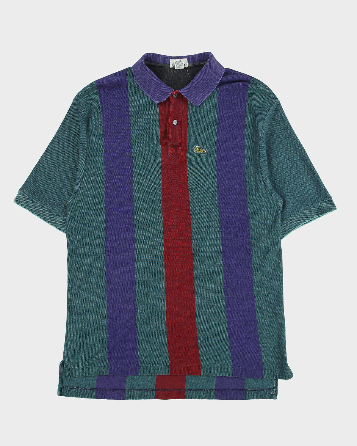 Vintage 1990s Lacoste Striped Classic Pique Single Stitch Made In USA Short Sleeve Polo Shirt - L