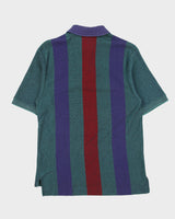 Vintage 1990s Lacoste Striped Classic Pique Single Stitch Made In USA Short Sleeve Polo Shirt - L