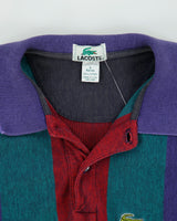 Vintage 1990s Lacoste Striped Classic Pique Single Stitch Made In USA Short Sleeve Polo Shirt - L