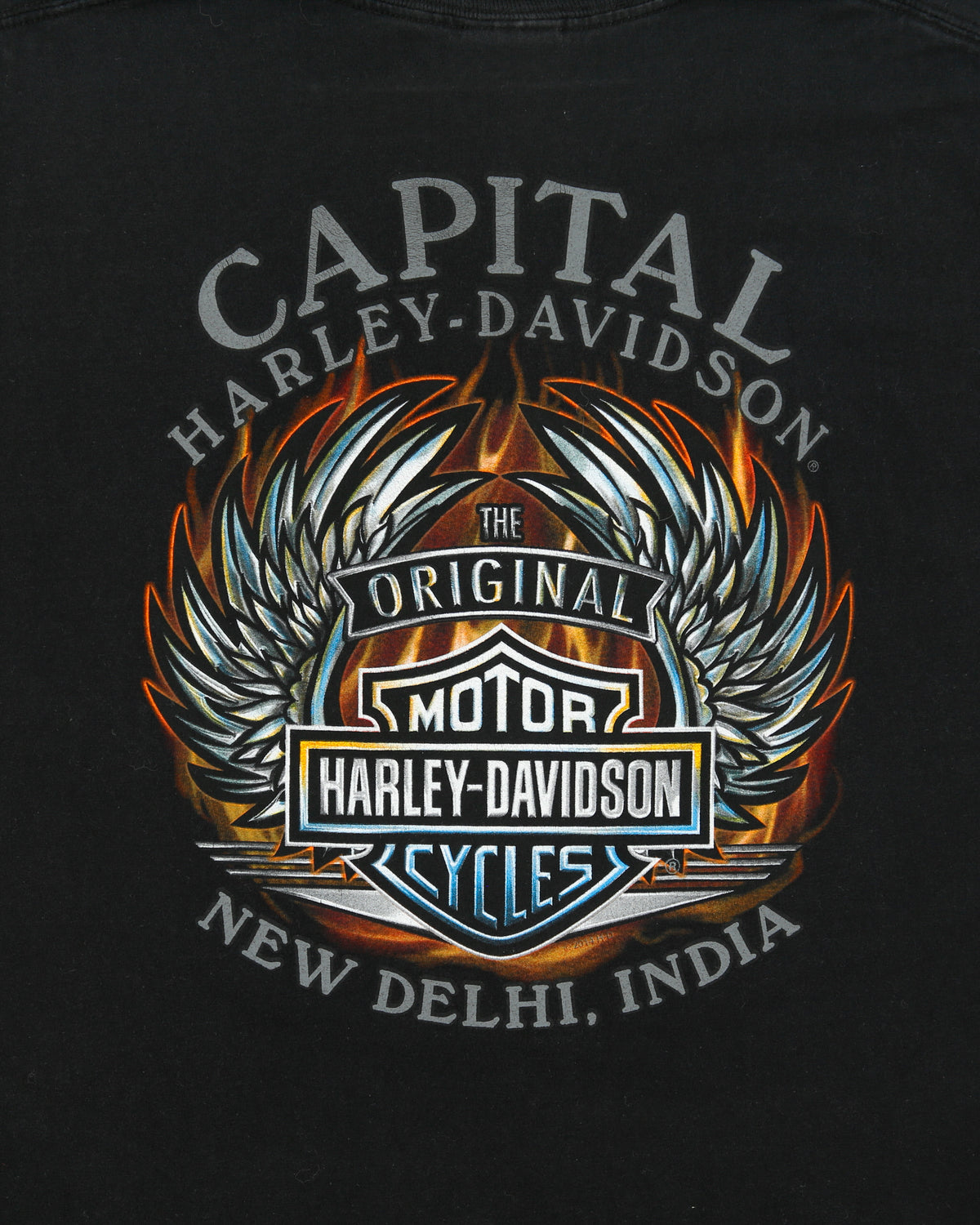 Vintage Harley Davidson Brotherhood New Dehli India Hanes Beefy Heavyweight Crewneck T-Shirt - XXL