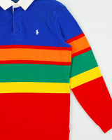 Vintage Polo Ralph Lauren Multicolour Striped Towel Long Sleeve Rugby - M