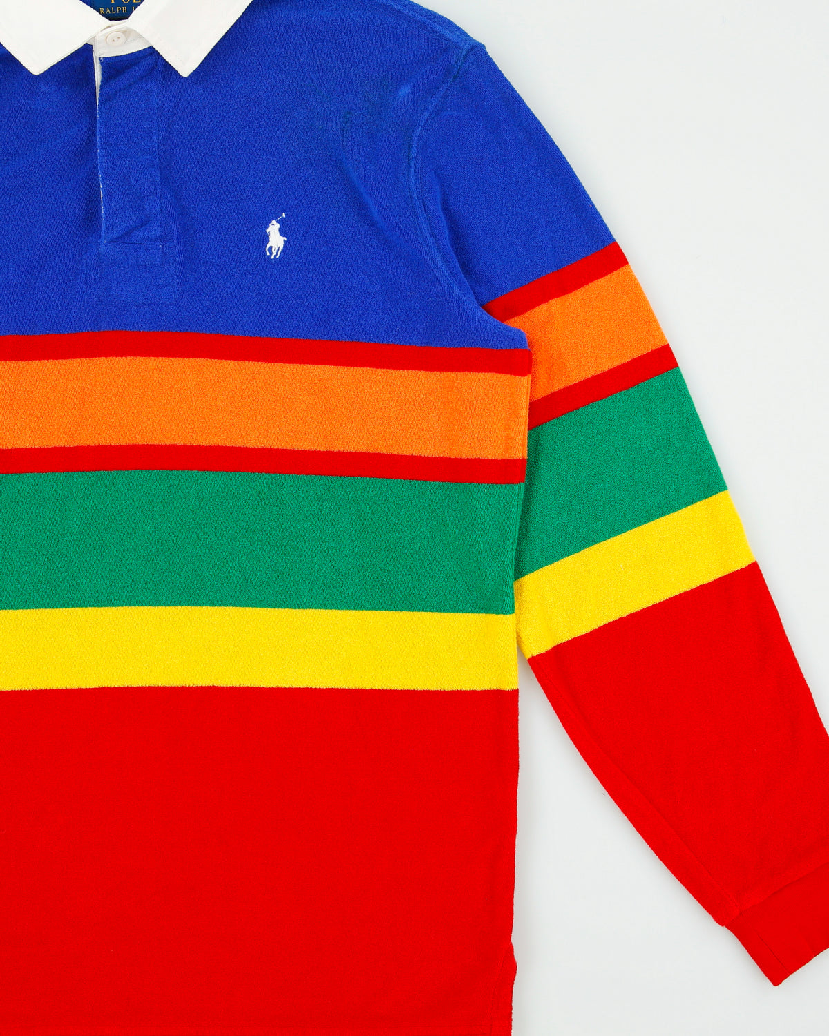 Vintage Polo Ralph Lauren Multicolour Striped Towel Long Sleeve Rugby - M