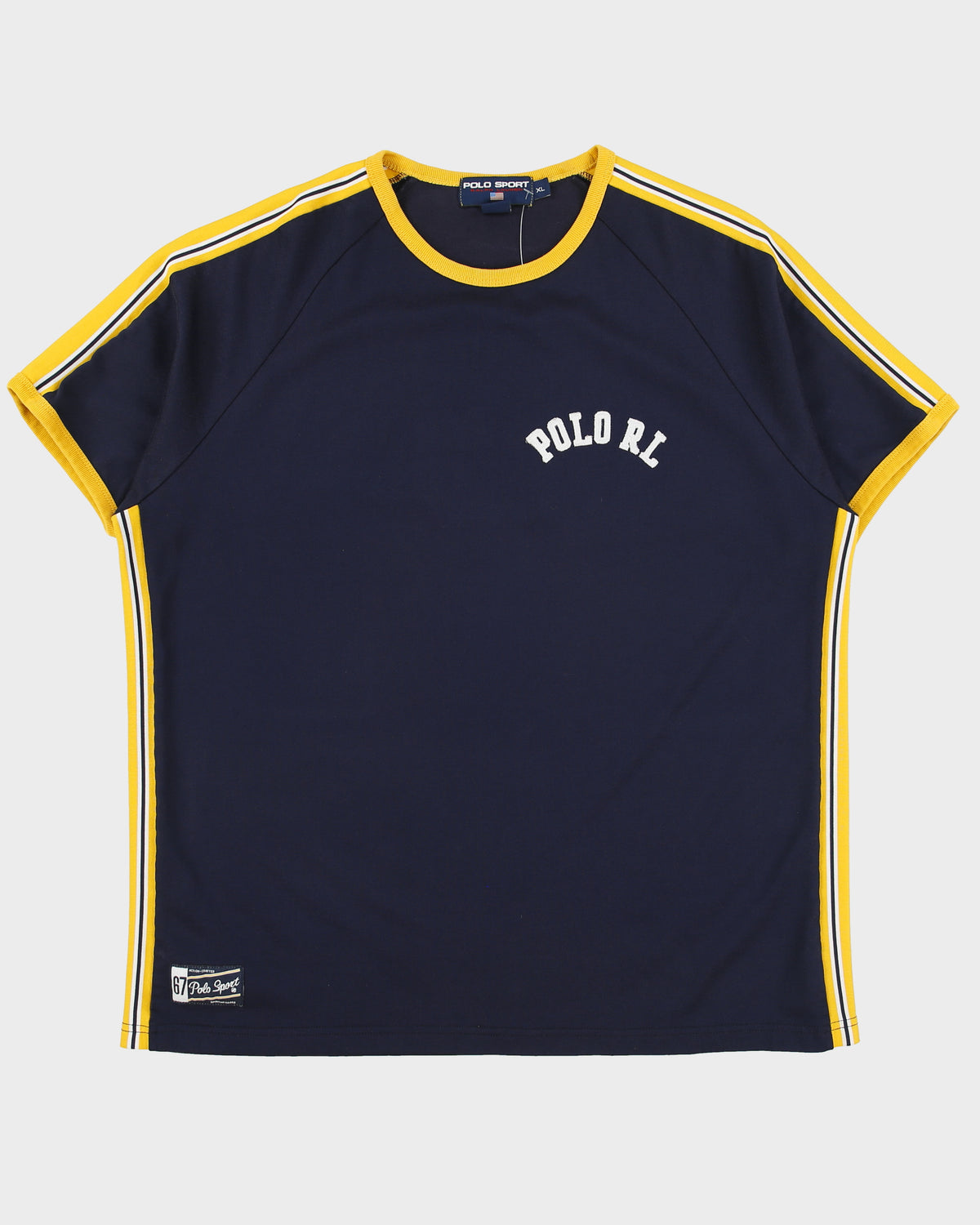 Vintage Y2K 00s Polo Sport Ralph Lauren Heavyweight Embroidered Action-Crafted Crewneck Ringer T-Shirt - XL