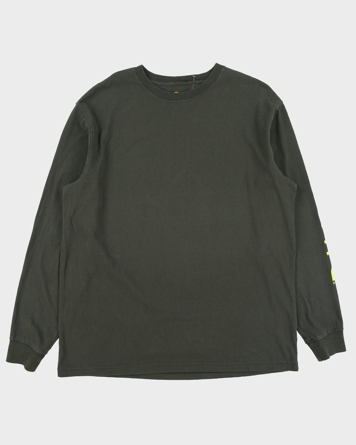 Vintage Carhartt Khaki Heavyweight Logo Sleeve Original Fit Crewneck T-Shirt - L