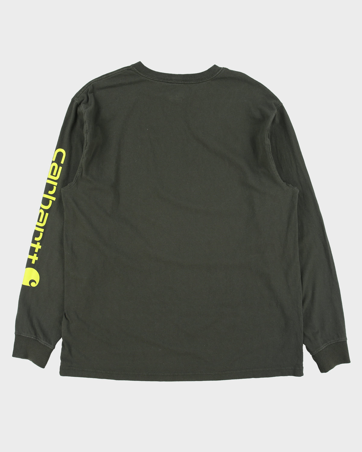 Vintage Carhartt Khaki Heavyweight Logo Sleeve Original Fit Crewneck T-Shirt - L