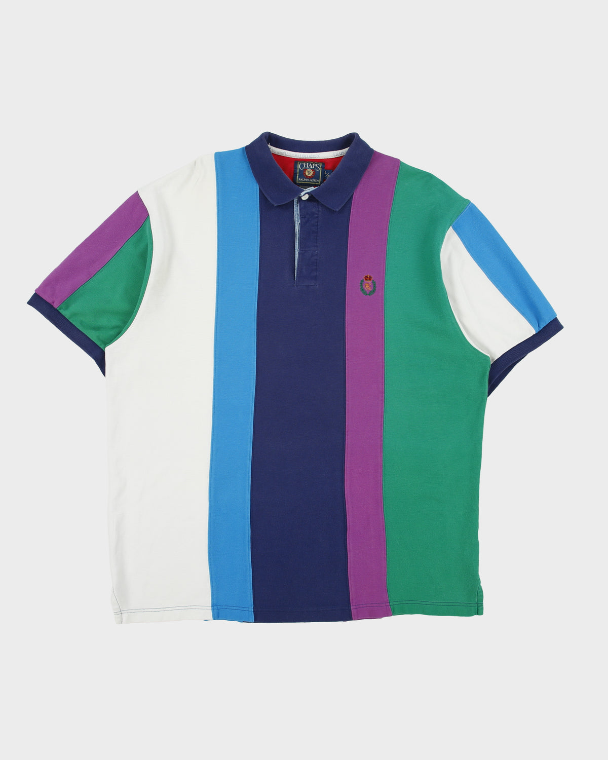 Vintage Chaps Ralph Lauren Colourblock Striped Short Sleeve Polo Shirt - L
