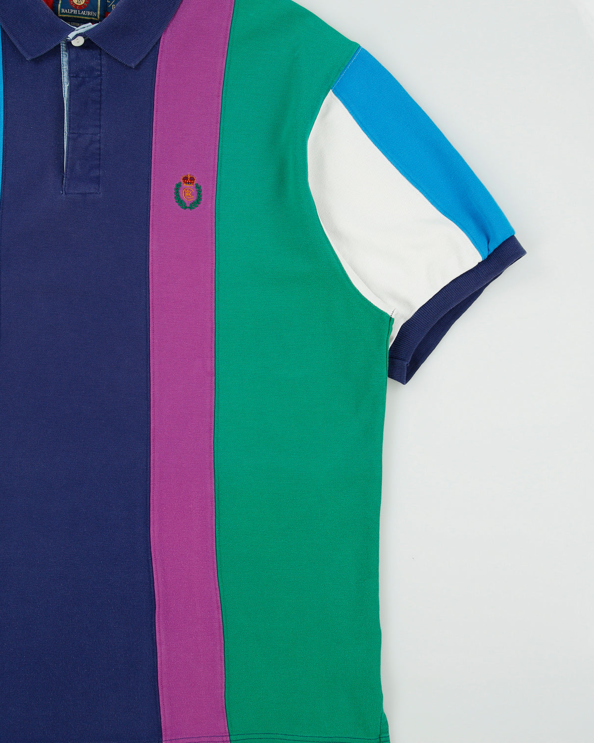 Vintage Chaps Ralph Lauren Colourblock Striped Short Sleeve Polo Shirt - L