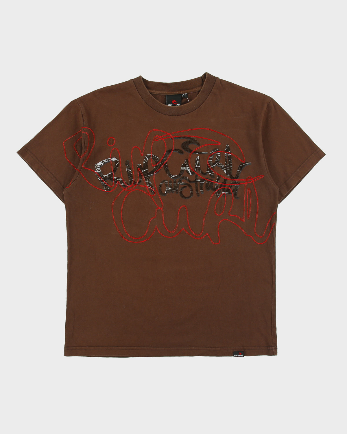 Vintage Y2K 00s Ripcurl The Search Heavyweight Embroidered Felt Logo Crewneck T-Shirt - M