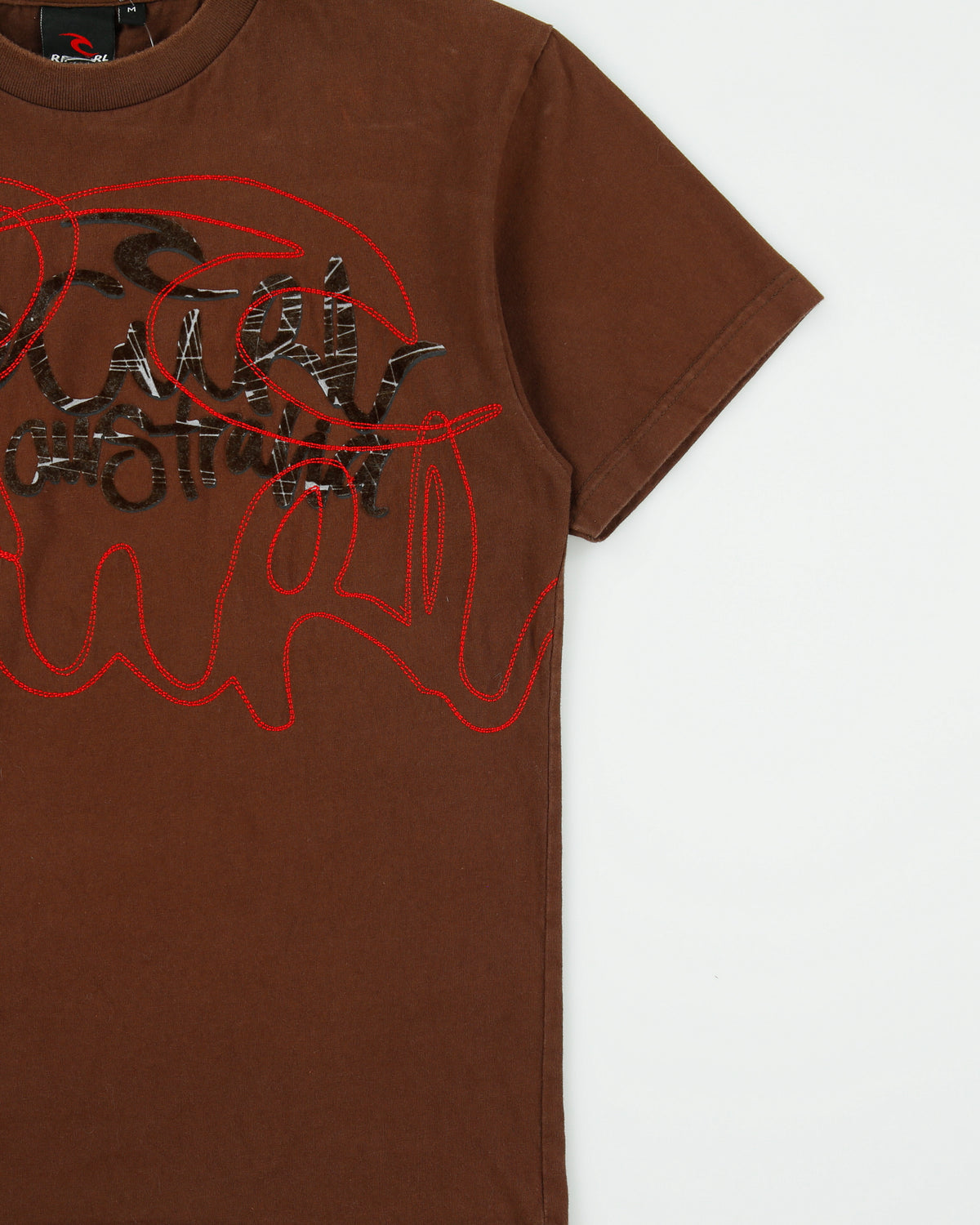 Vintage Y2K 00s Ripcurl The Search Heavyweight Embroidered Felt Logo Crewneck T-Shirt - M