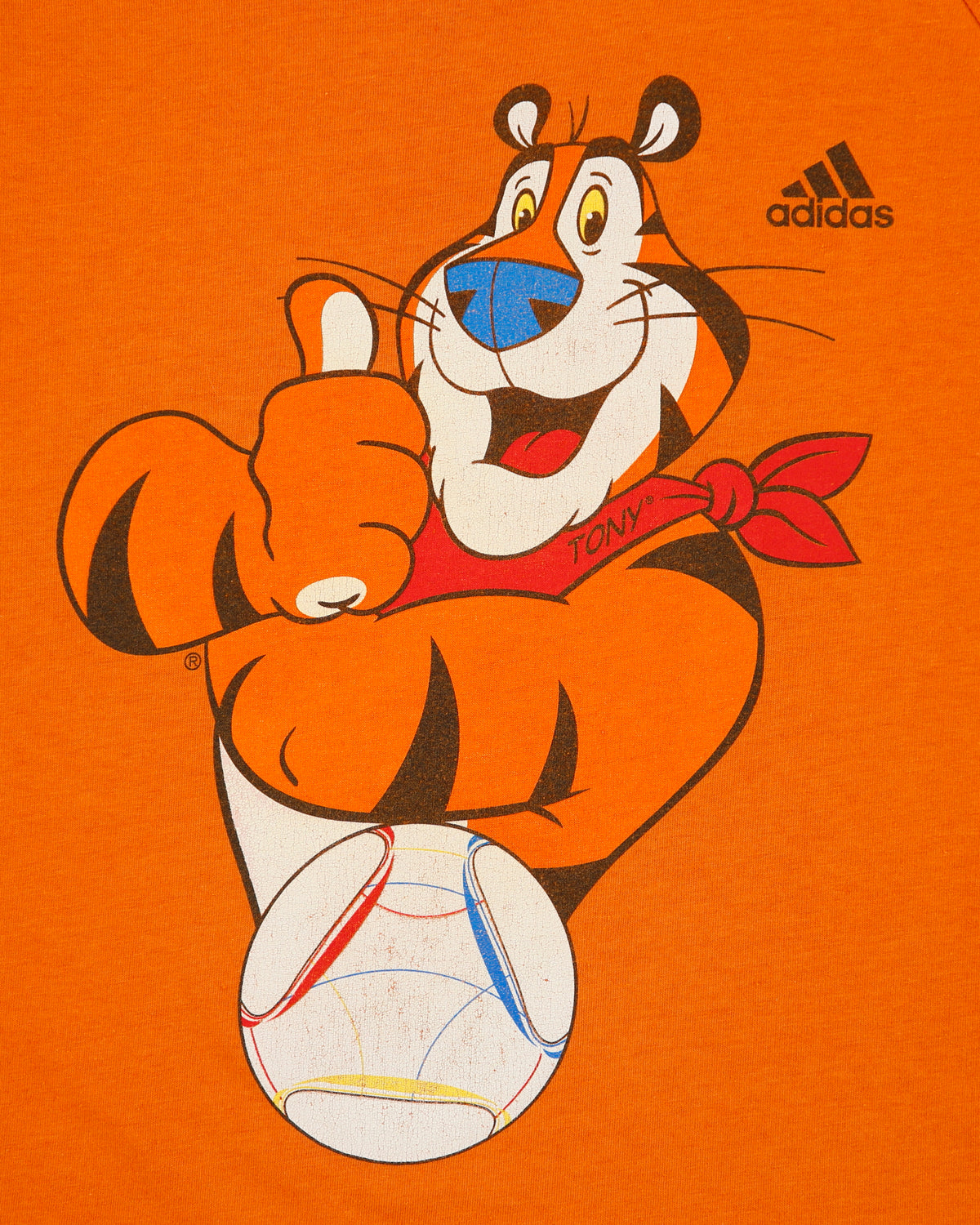 Vintage 1999 Adidas Kellogs Tony The Tiger Frosted Flakes Climalite Made In Canada Crewneck T-Shirt - L