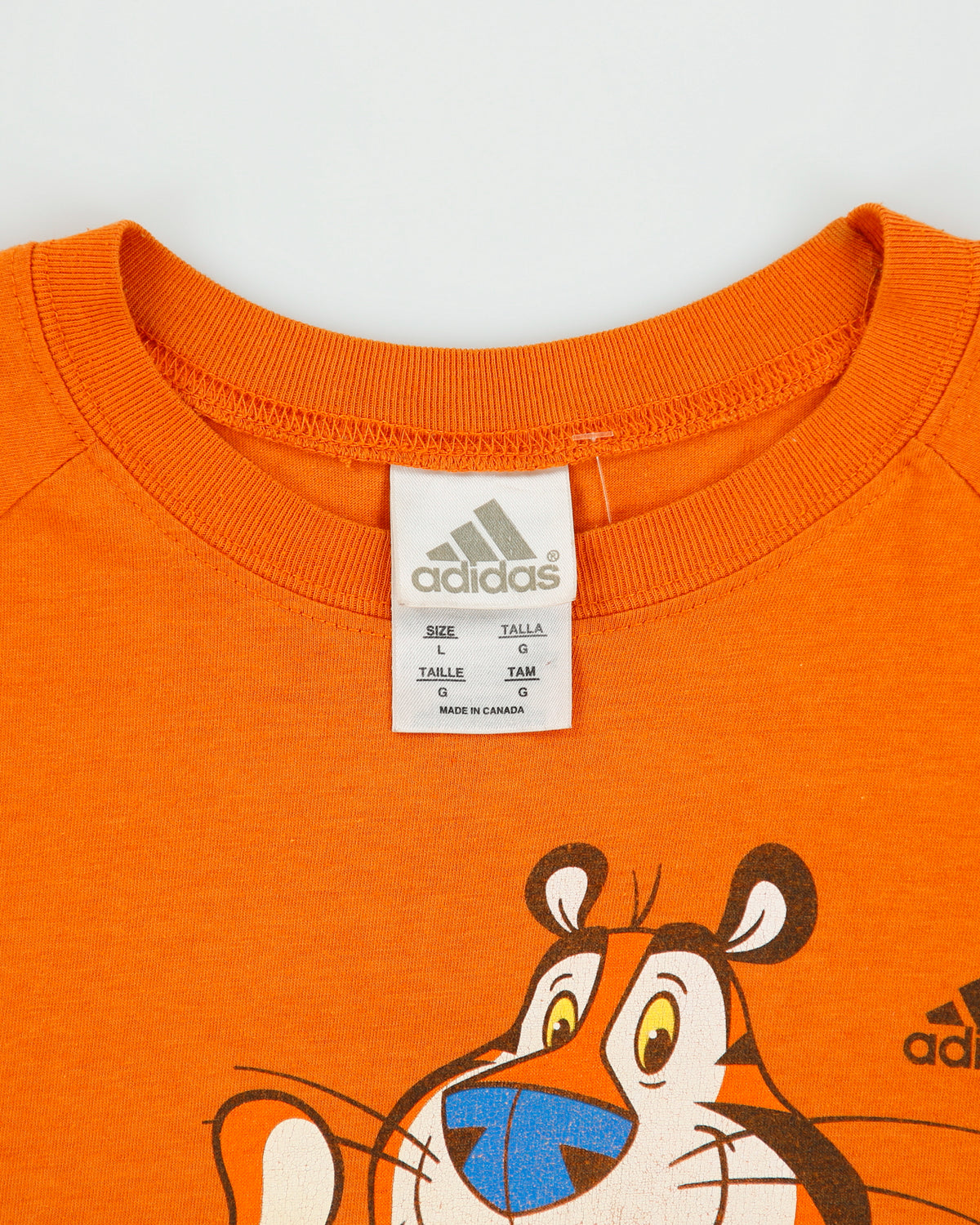 Vintage 1999 Adidas Kellogs Tony The Tiger Frosted Flakes Climalite Made In Canada Crewneck T-Shirt - L