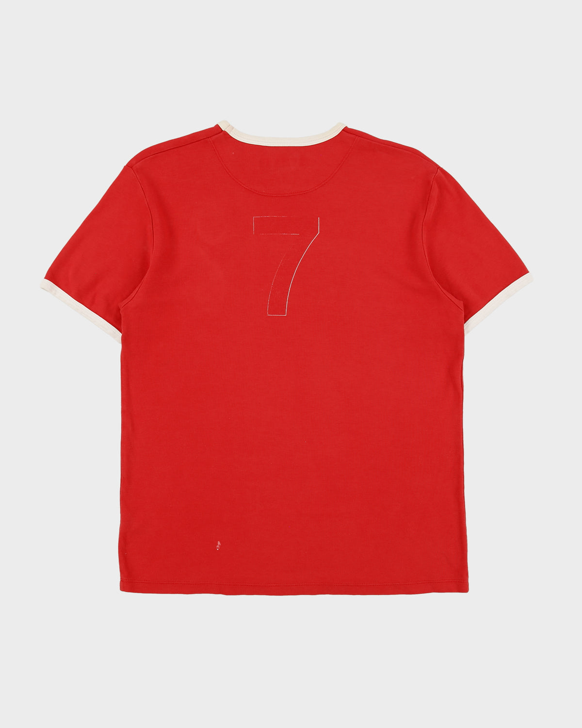 Vintage Y2K 00s French Connection England Football 'Bend It Like FCUK' Heavyweight Crewneck Ringer T-Shirt - M
