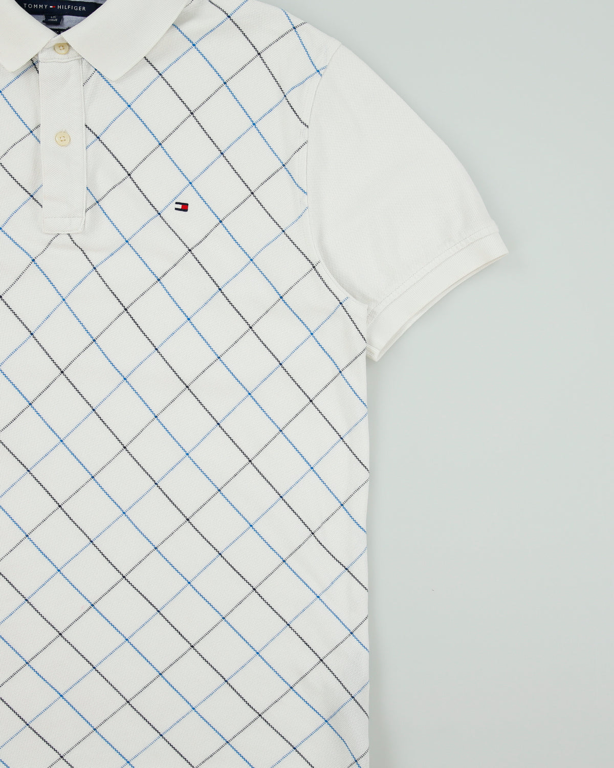 Vintage Tommy Hilfiger Check Classic Fit Short Sleeve Polo Shirt - L