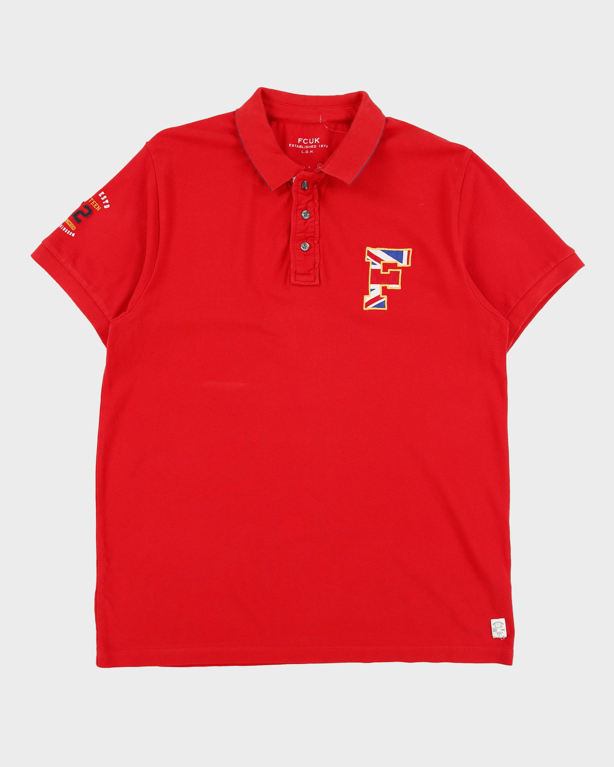 Vintage Y2K 00s FCUK Embroidered GB 72 Crest Short Sleeve Polo Shirt - XL
