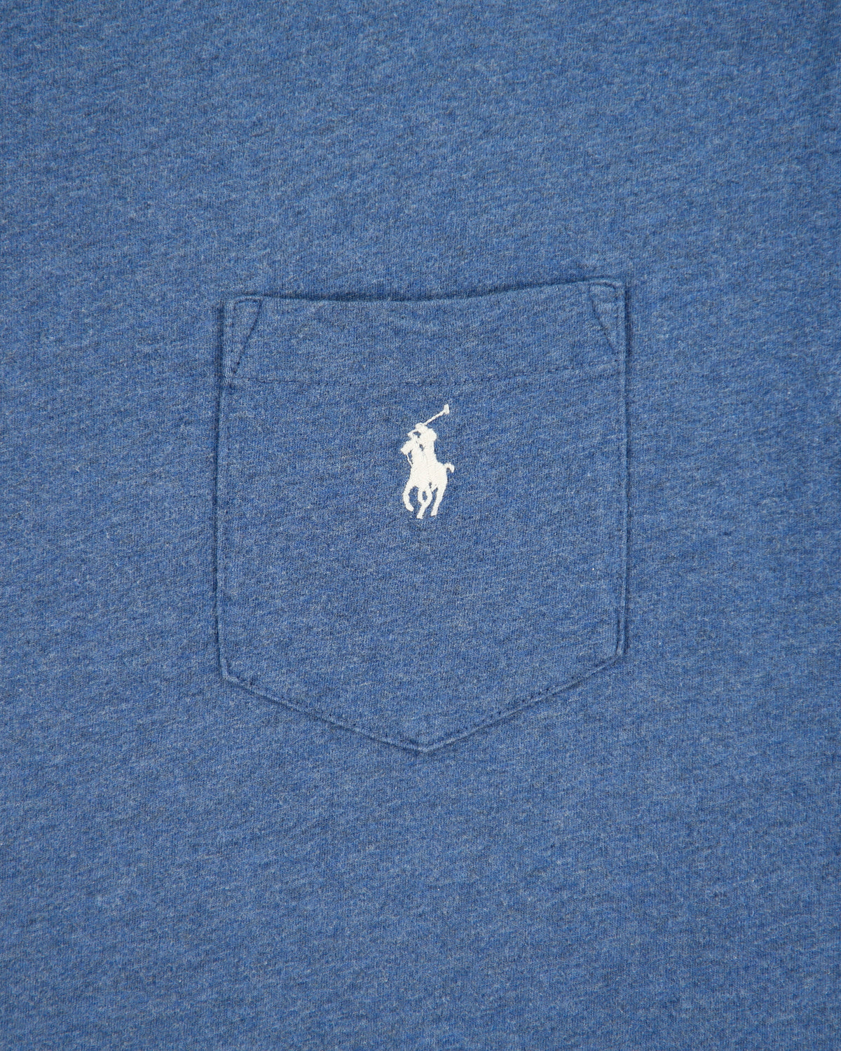 Vintage Polo Ralph Lauren Blue Marl Heavyweight Single Stitch Classic Fit Crewneck Pocket Shirt - S