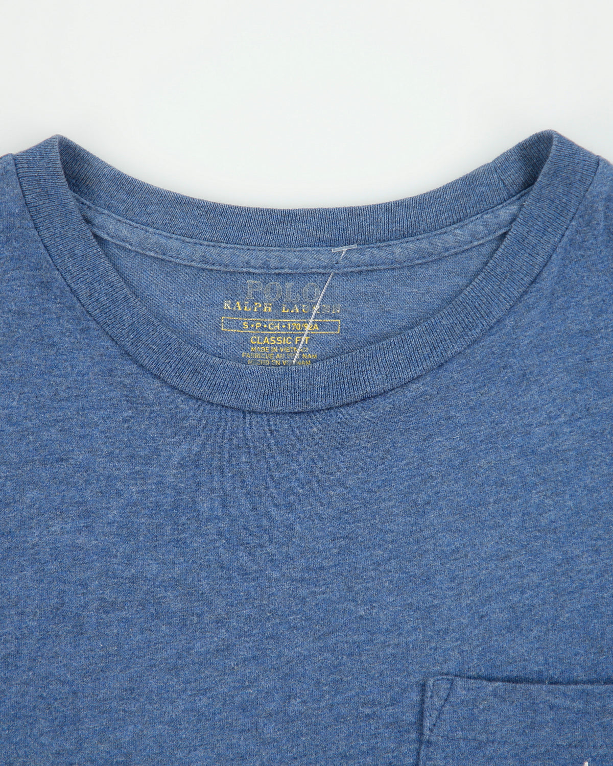 Vintage Polo Ralph Lauren Blue Marl Heavyweight Single Stitch Classic Fit Crewneck Pocket Shirt - S