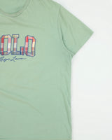 Vintage Polo Ralph Lauren Sage Heavyweight Plaid Embroidered Crewneck T-Shirt - XXL