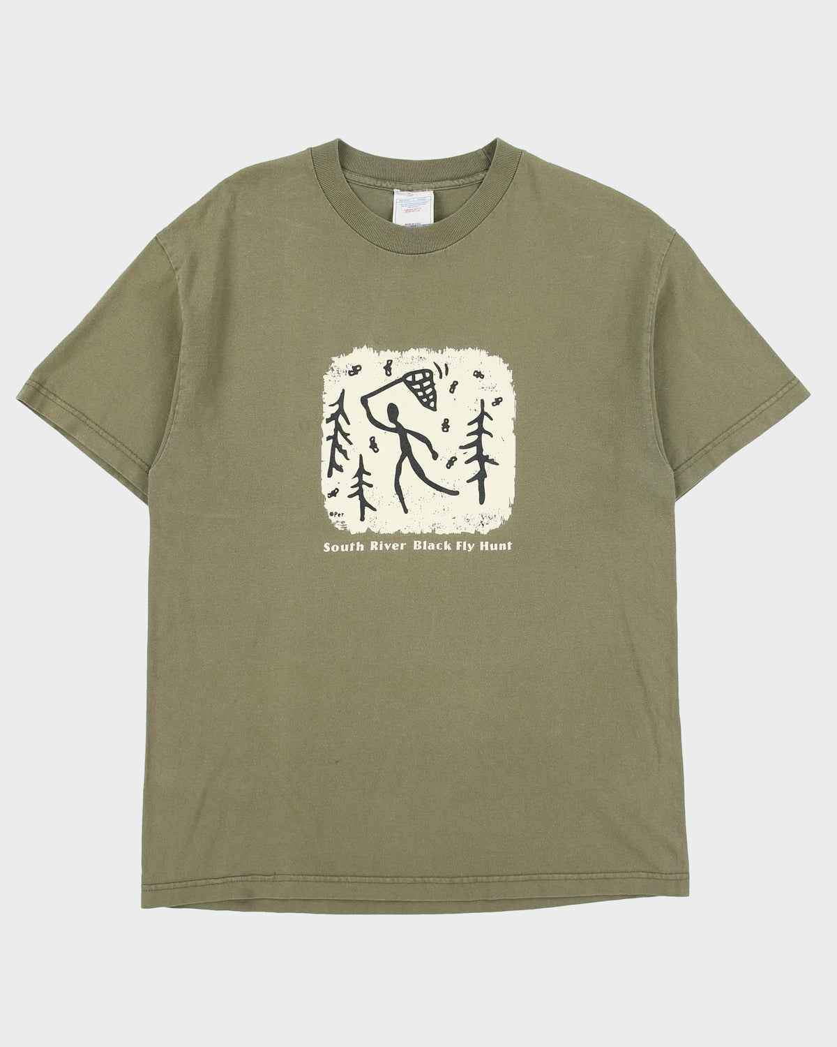 Vintage 1990s South River Khaki Heavyweight Made In USA Crewneck T-Shirt - L