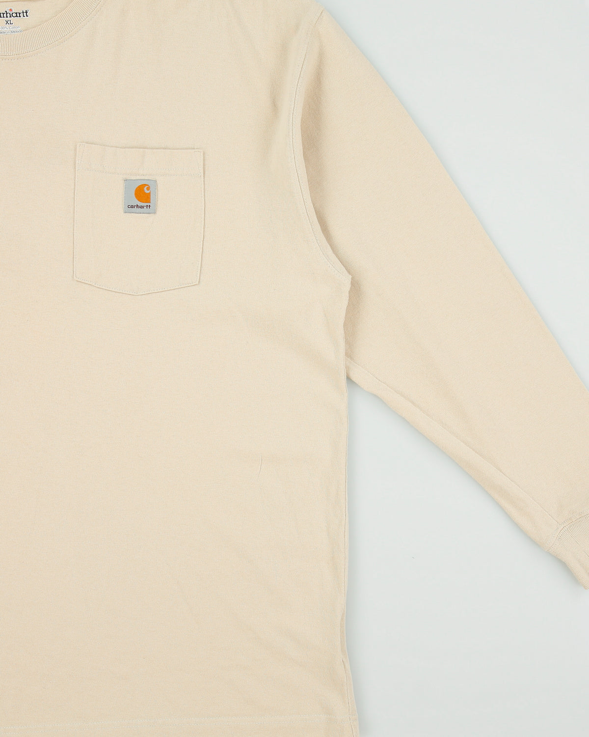 Vintage Y2K 00s Carhartt Sand Heavyweight Loose Fit Long Sleeve Crewneck Pocket T-Shirt - XL