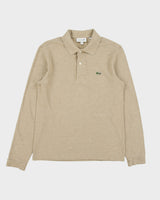 Vintage Lacoste Khaki Croc Pique Classic Fit Long Sleeve Polo Shirt - S
