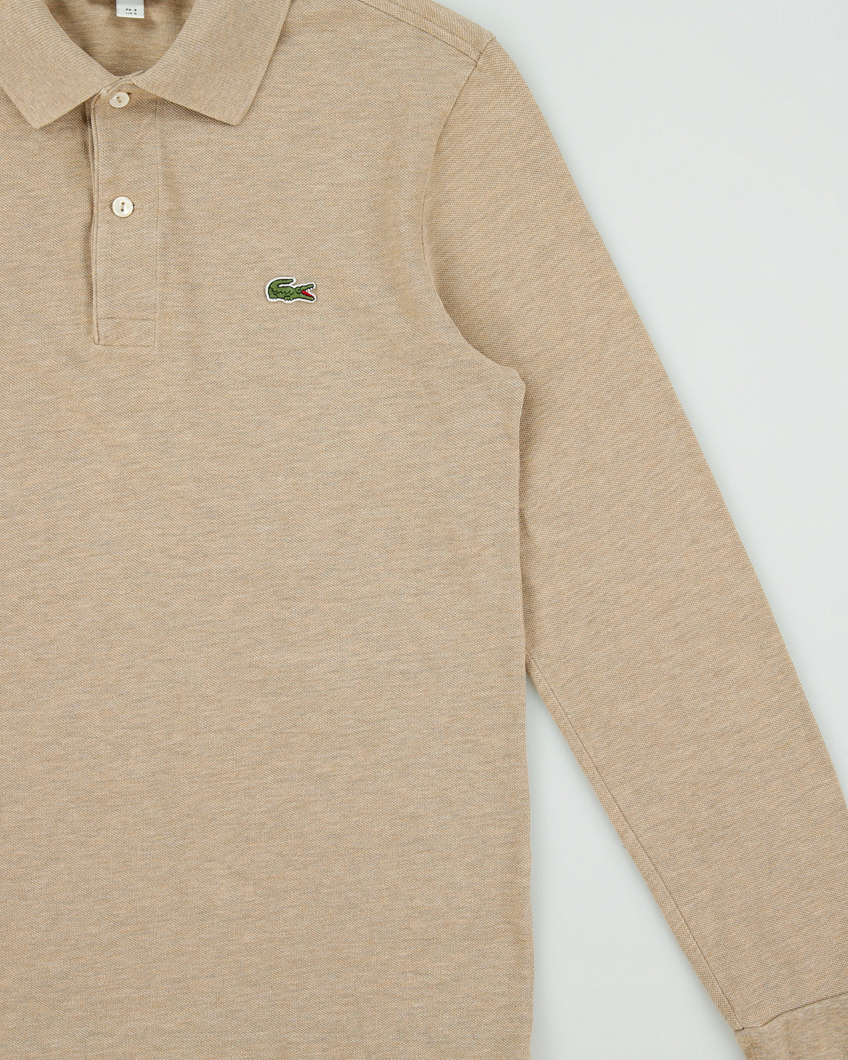 Vintage Lacoste Khaki Croc Pique Classic Fit Long Sleeve Polo Shirt - S