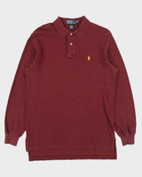 Vintage Y2K 00s Polo Ralph Lauren Burgundy Classic Long Sleeve Polo Shirt - M