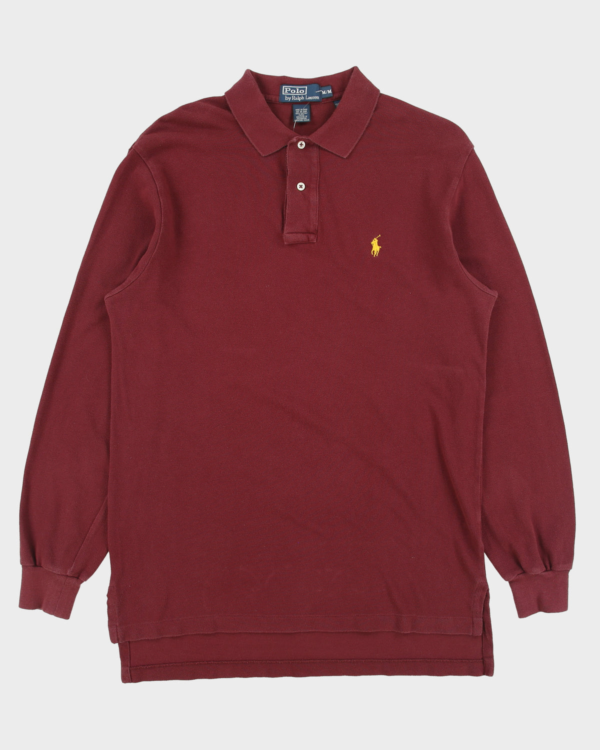 Vintage Y2K 00s Polo Ralph Lauren Burgundy Classic Long Sleeve Polo Shirt - M