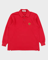 Vintage 1990s Burberry Embroidered Crest Made In England Long Sleeve Polo Shirt - S
