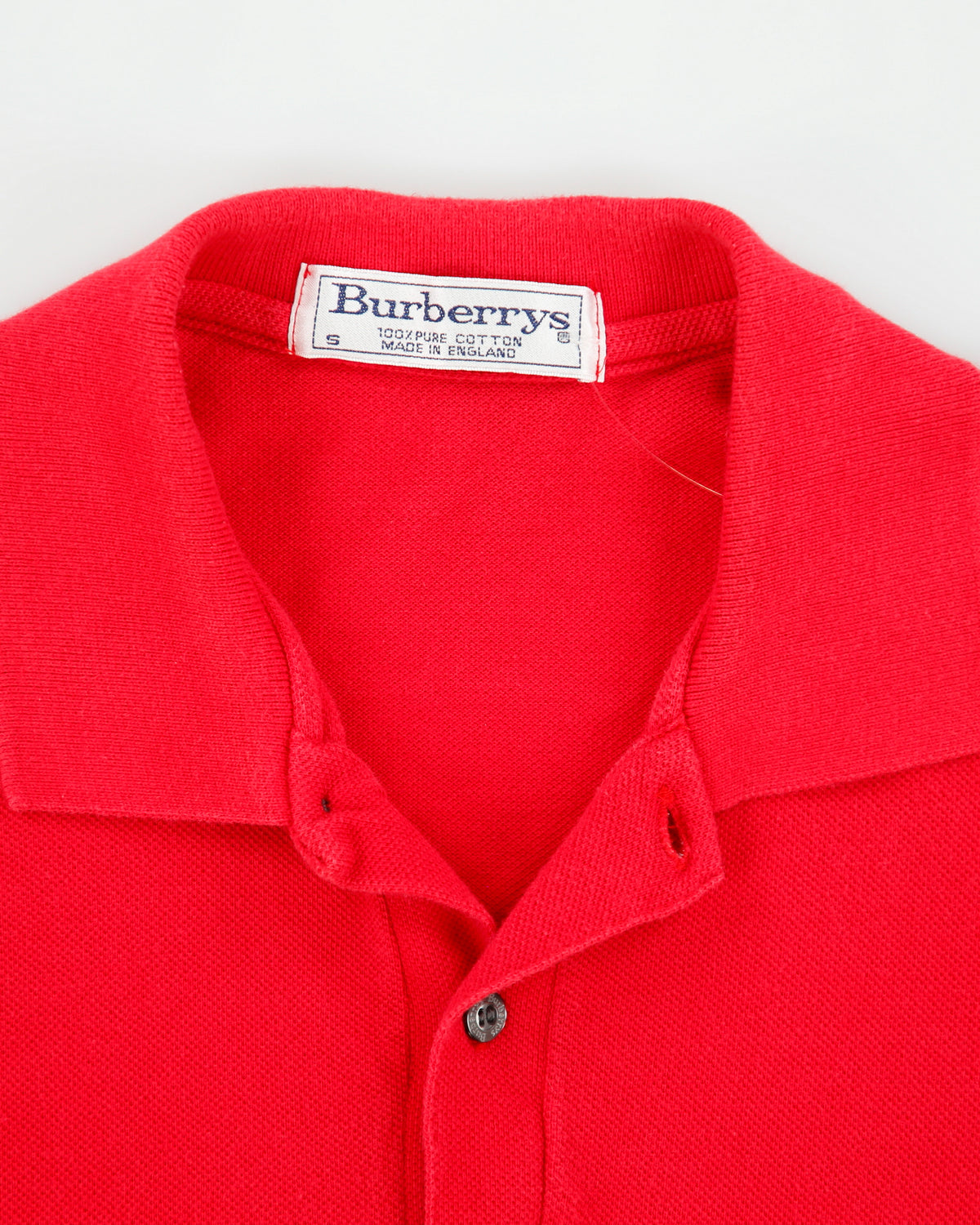 Vintage 1990s Burberry Embroidered Crest Made In England Long Sleeve Polo Shirt - S