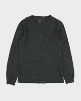 Vintage Polo Ralph Lauren Marl Grey Heavyweight Single Stitch Custom Fit Long Sleeve Crewneck T-Shirt - M