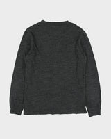 Vintage Polo Ralph Lauren Marl Grey Heavyweight Single Stitch Custom Fit Long Sleeve Crewneck T-Shirt - M