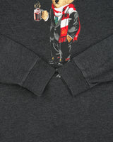 Vintage Polo Bear Ralph Lauren Marl Grey Winter Bear Single Stitch Long Sleeve Crewneck T-Shirt - M
