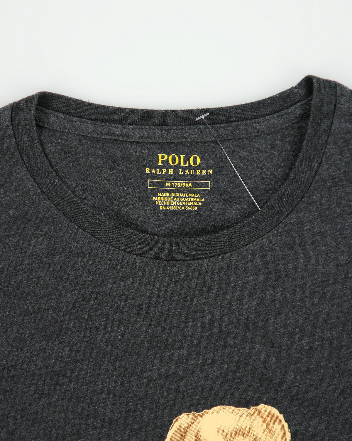 Vintage Polo Bear Ralph Lauren Marl Grey Winter Bear Single Stitch Long Sleeve Crewneck T-Shirt - M