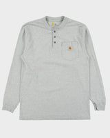 Vintage Carhartt Marl Grey Loose Fit Long Sleeve Crewneck Henley Pocket T-Shirt - M