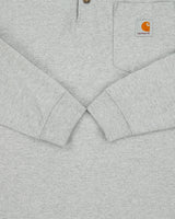 Vintage Carhartt Marl Grey Loose Fit Long Sleeve Crewneck Henley Pocket T-Shirt - M