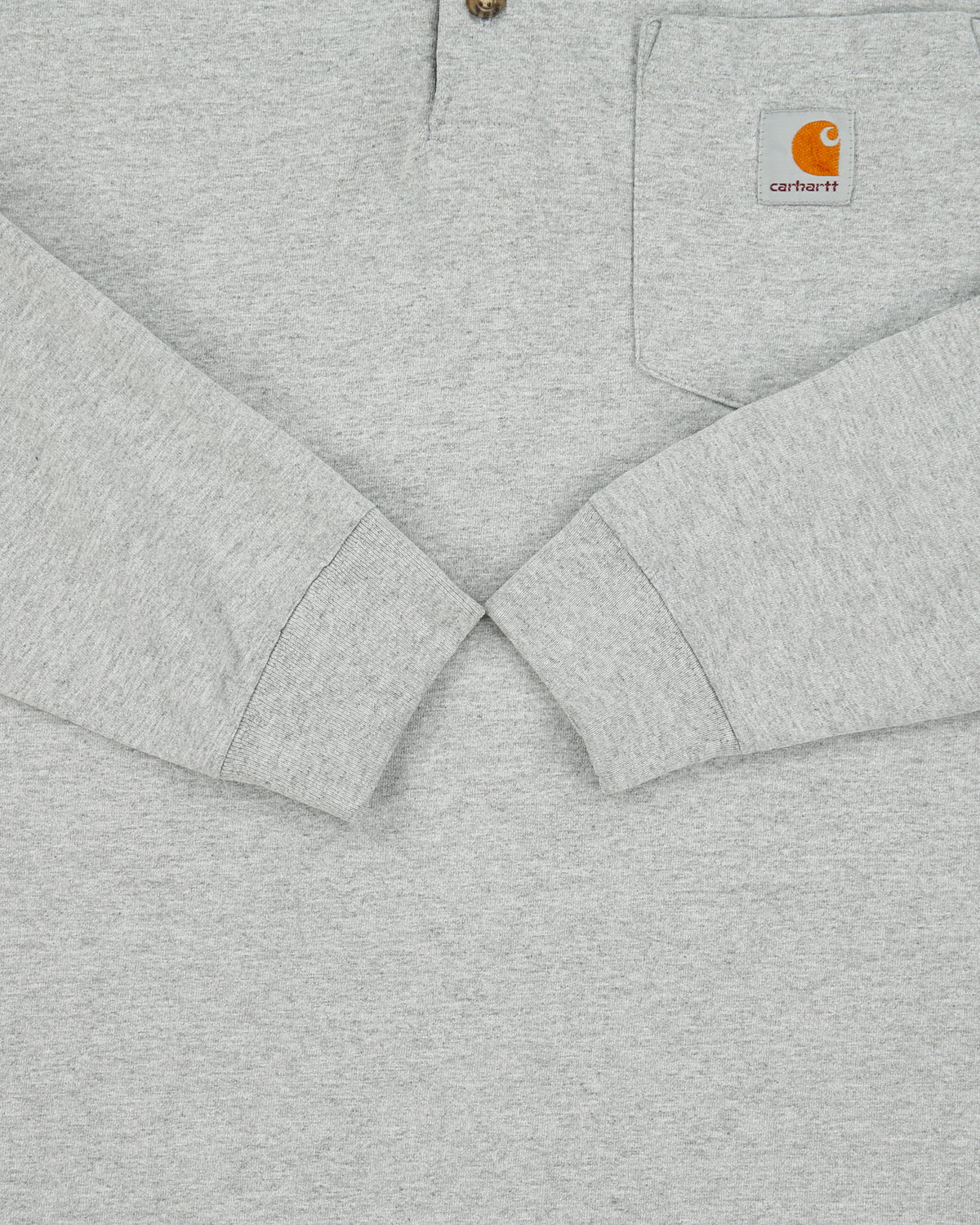 Vintage Carhartt Marl Grey Loose Fit Long Sleeve Crewneck Henley Pocket T-Shirt - M
