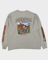 Vintage Harley Davidson Barnes Langley British Columbia Khaki Legendary Heavyweight Long Sleeve Crewneck T-Shirt - XXL