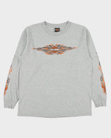Vintage Y2K 00s Harley Davidson Longview Texas Classic Flames Heavyweight Made In USA Long Sleeve Crewneck T-Shirt - L