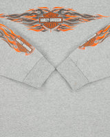 Vintage Y2K 00s Harley Davidson Longview Texas Classic Flames Heavyweight Made In USA Long Sleeve Crewneck T-Shirt - L