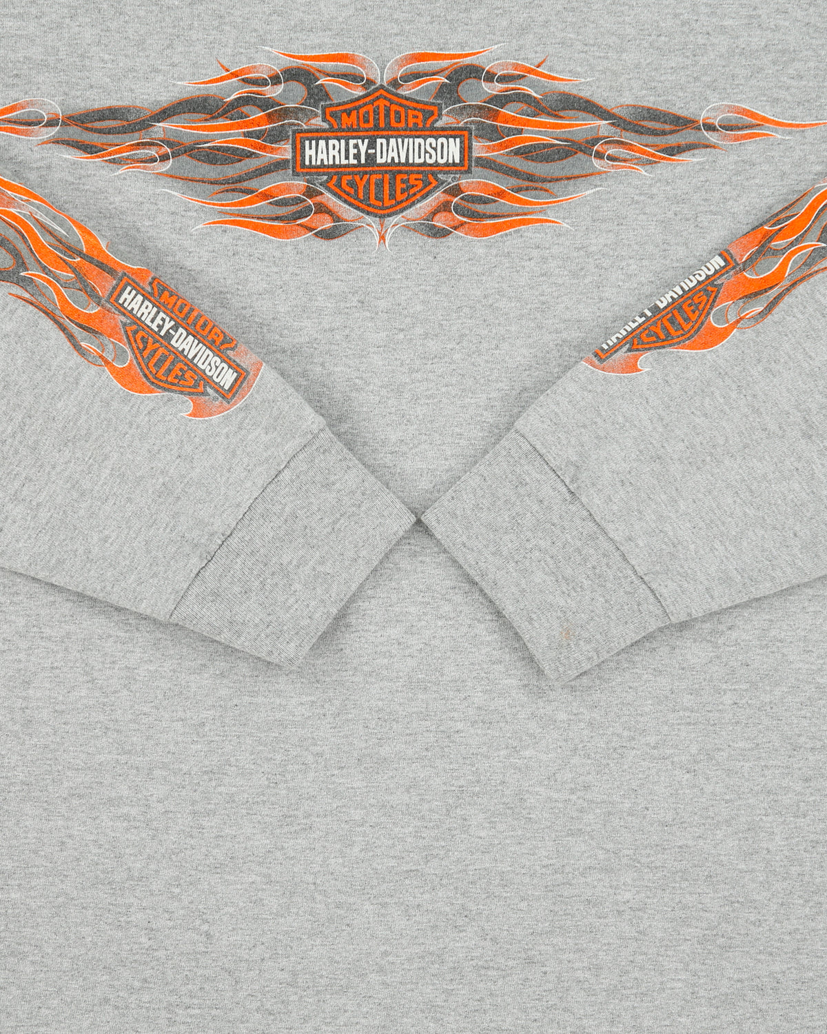Vintage Y2K 00s Harley Davidson Longview Texas Classic Flames Heavyweight Made In USA Long Sleeve Crewneck T-Shirt - L