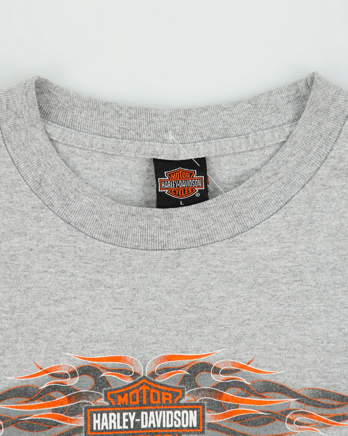 Vintage Y2K 00s Harley Davidson Longview Texas Classic Flames Heavyweight Made In USA Long Sleeve Crewneck T-Shirt - L
