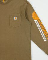 Vintage Carhartt Khaki Heavyweight Field Tested Workwear Original Fit Long Sleeve Crewneck Pocket T-Shirt - L