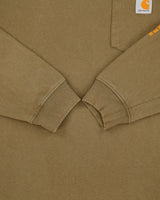Vintage Carhartt Khaki Heavyweight Field Tested Workwear Original Fit Long Sleeve Crewneck Pocket T-Shirt - L
