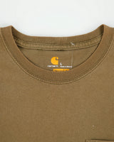 Vintage Carhartt Khaki Heavyweight Field Tested Workwear Original Fit Long Sleeve Crewneck Pocket T-Shirt - L