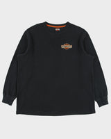 Vintage Harley Davidson Calgary Alberta Embroidered Long Sleeve Waffle Crewneck T-Shirt - L